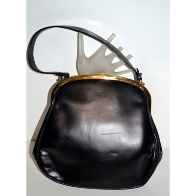 Vintage Black Leather Pleated Purse By Susan Gail