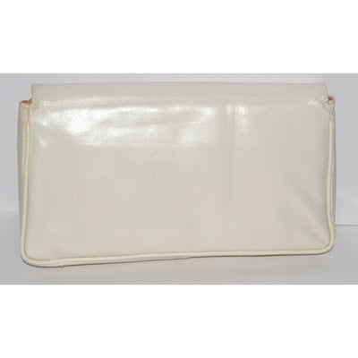 Vintage Off White Leather Clutch Purse