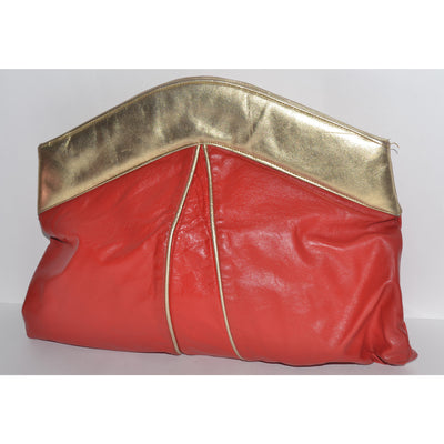 Vintage Oversized Red & Gold Clutch Purse