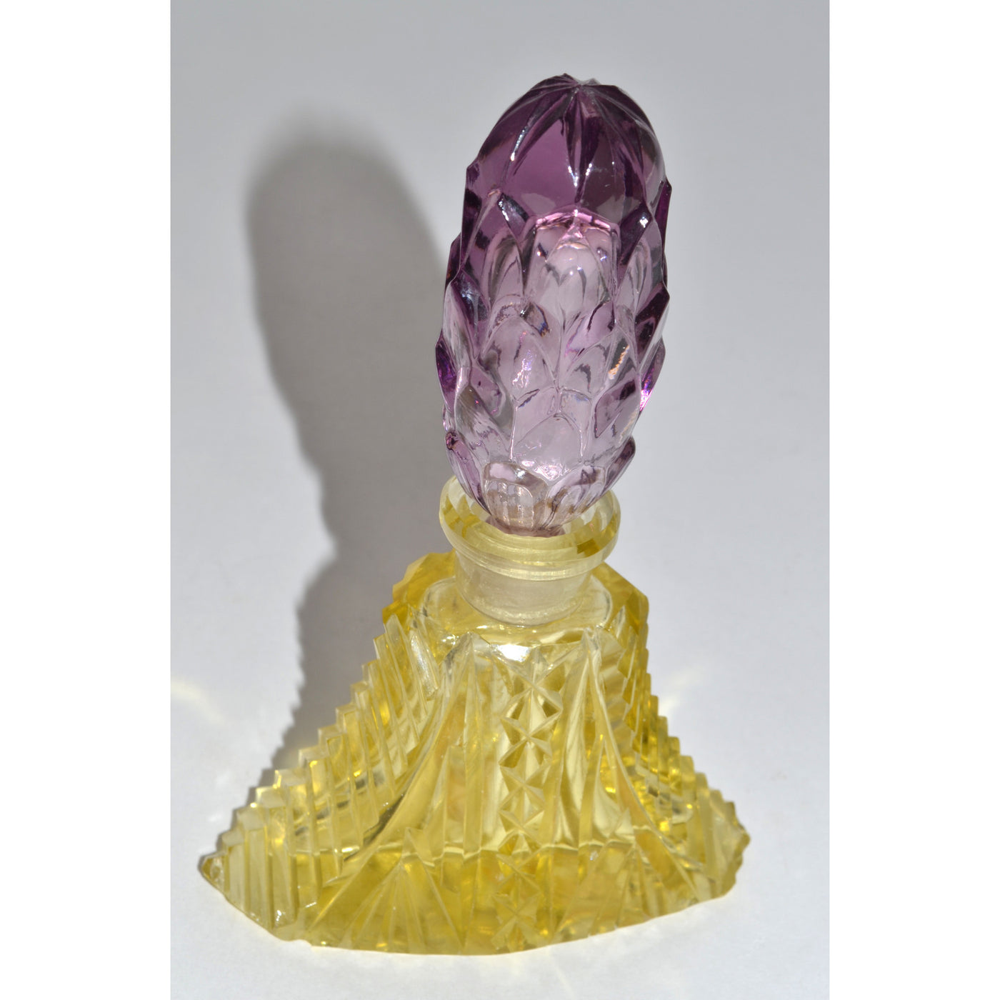 Vintage Yellow & Purple Czechoslovakian Perfume Bottle