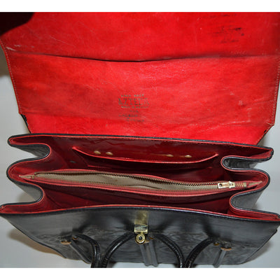 Vintage Black Aztela Tooled Leather Travel Bag