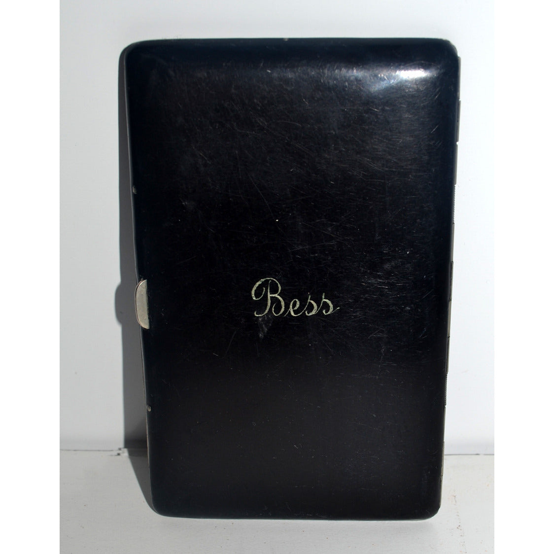 Vintage Black Enamel Rhinestone Cigarette Case By Filwilk