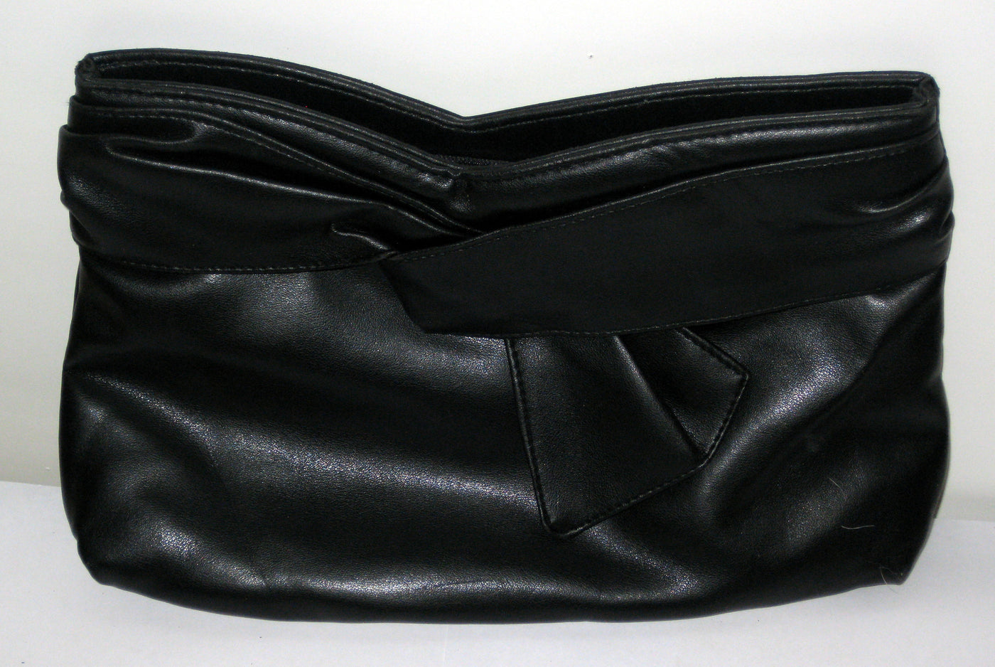 Vintage Black Sash Leather Clutch Purse