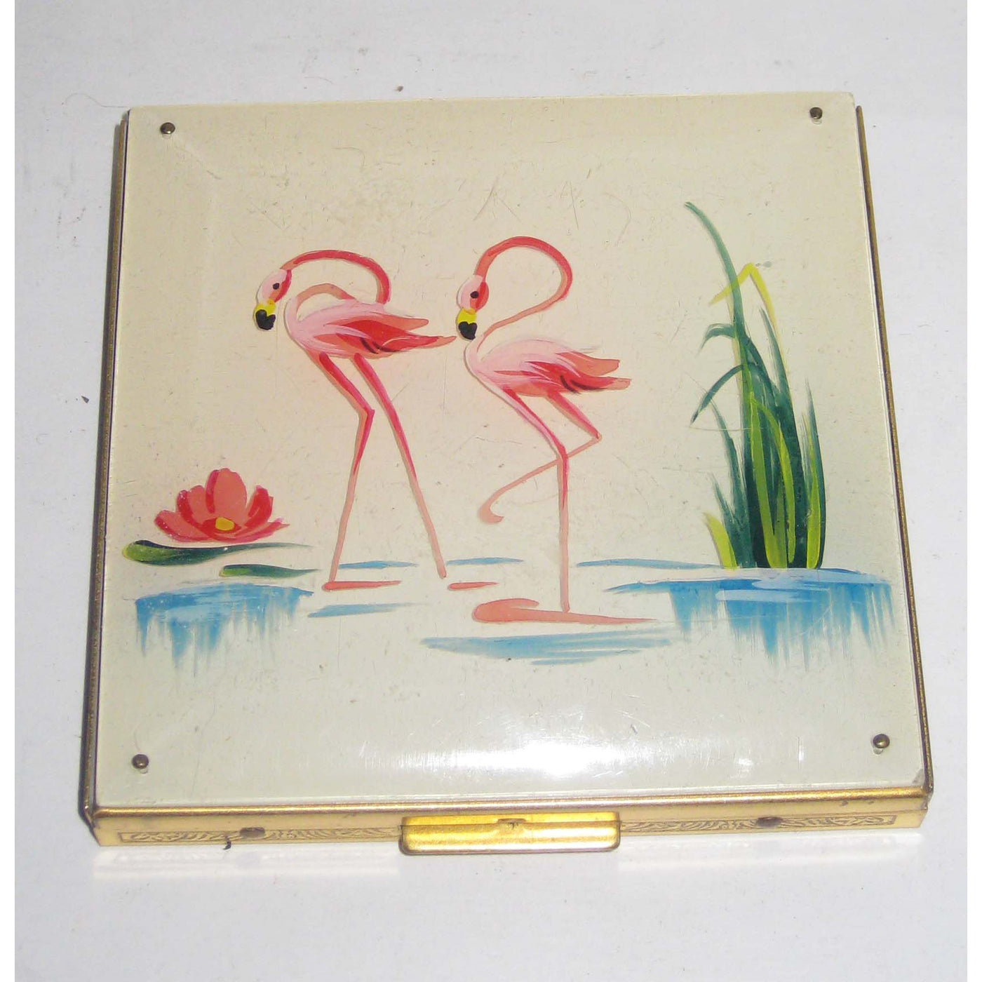 Vintage Pink Flamingos Compact By Rex 