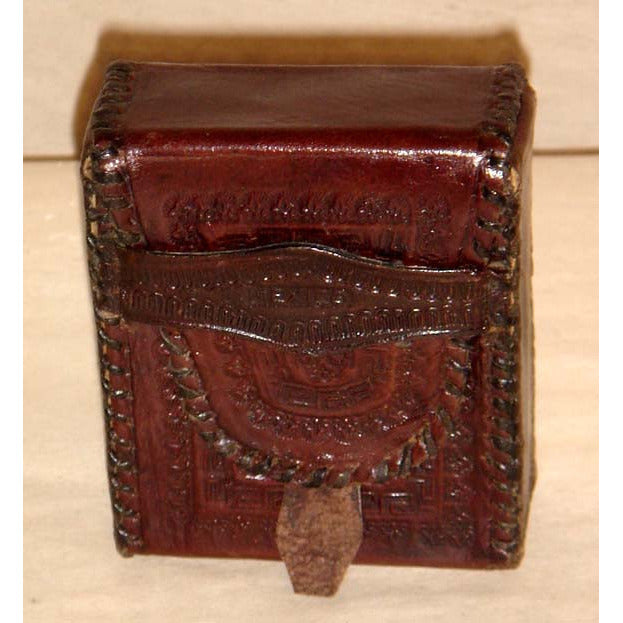 Vintage Brown Tooled Leather Mexican Coin Box