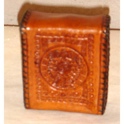 Vintage Tan Mexican Tooled Leather Coin Box