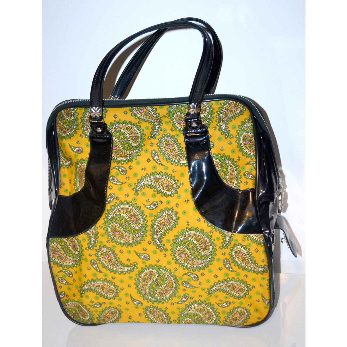 Vintage Yellow Mod Paisley & High Gloss Travel Bag
