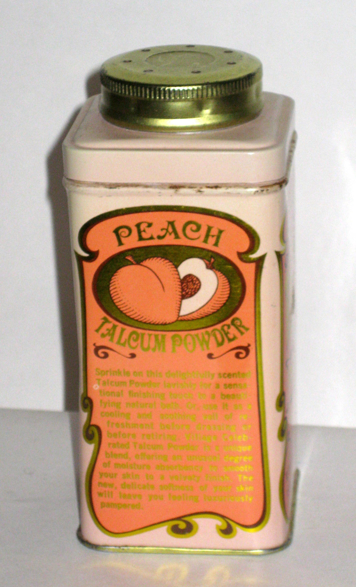 Village Peach Talcum Powder Tin
