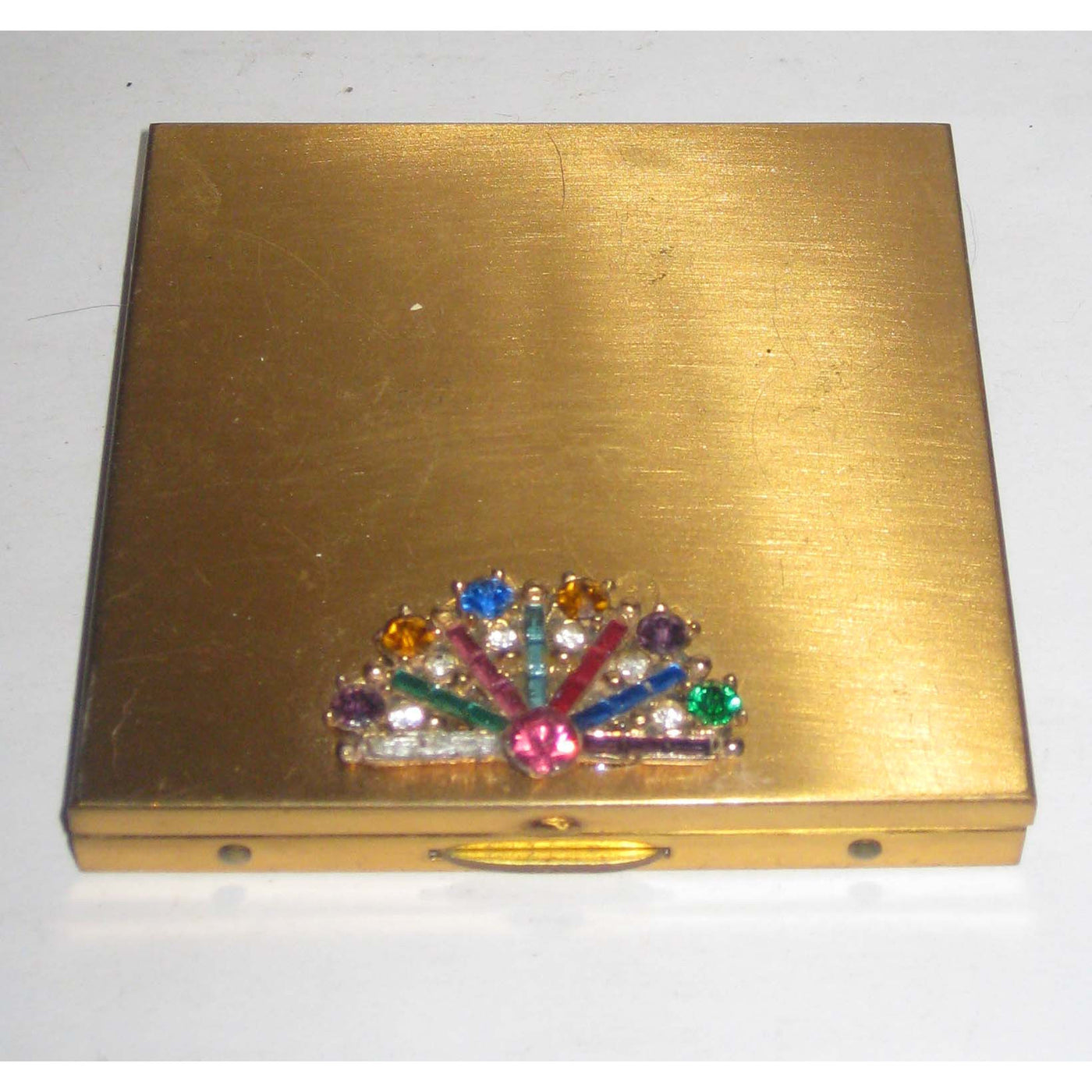 Vintage Bejeweled Goldtone Compact By Rho-Jan
