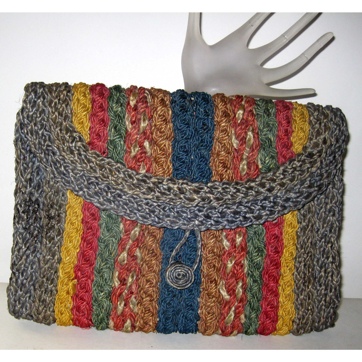 Vintage Colorful Woven Straw Clutch Purse