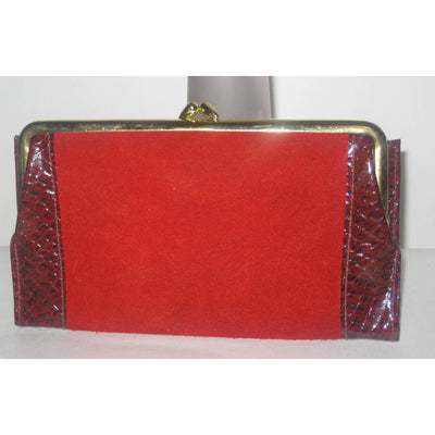 Vintage Red Suede Faux Reptile Wallet By St. Thomas 