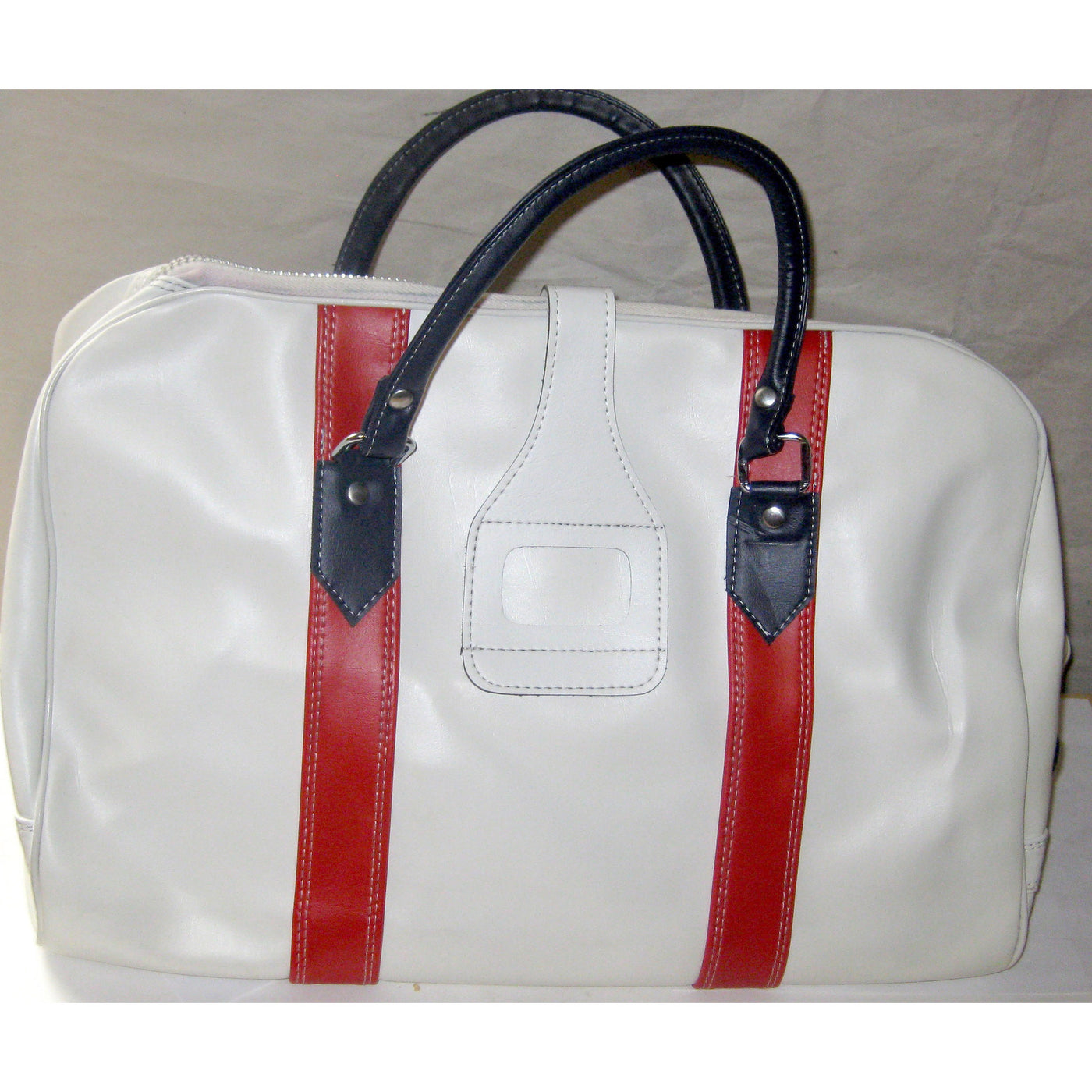 Vintage White Color Trimmed Carry-All Travel Bag – Quirky Finds