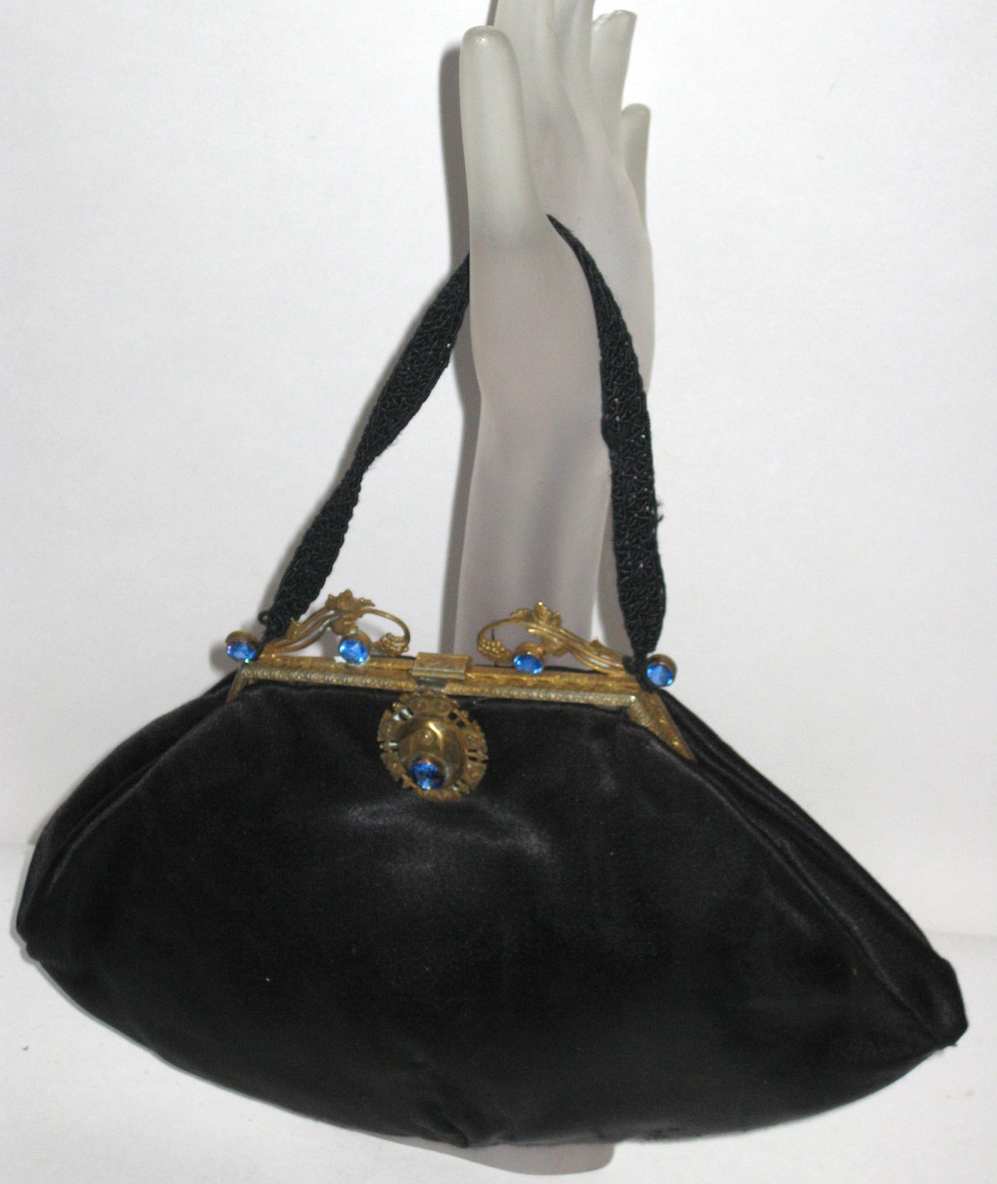 Vintage Black Victorian Ornate Jeweled Purse