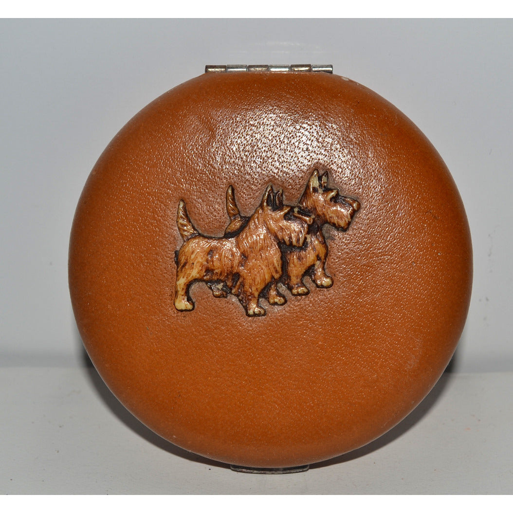 Vintage Scottie Dog Brown Leather Compact