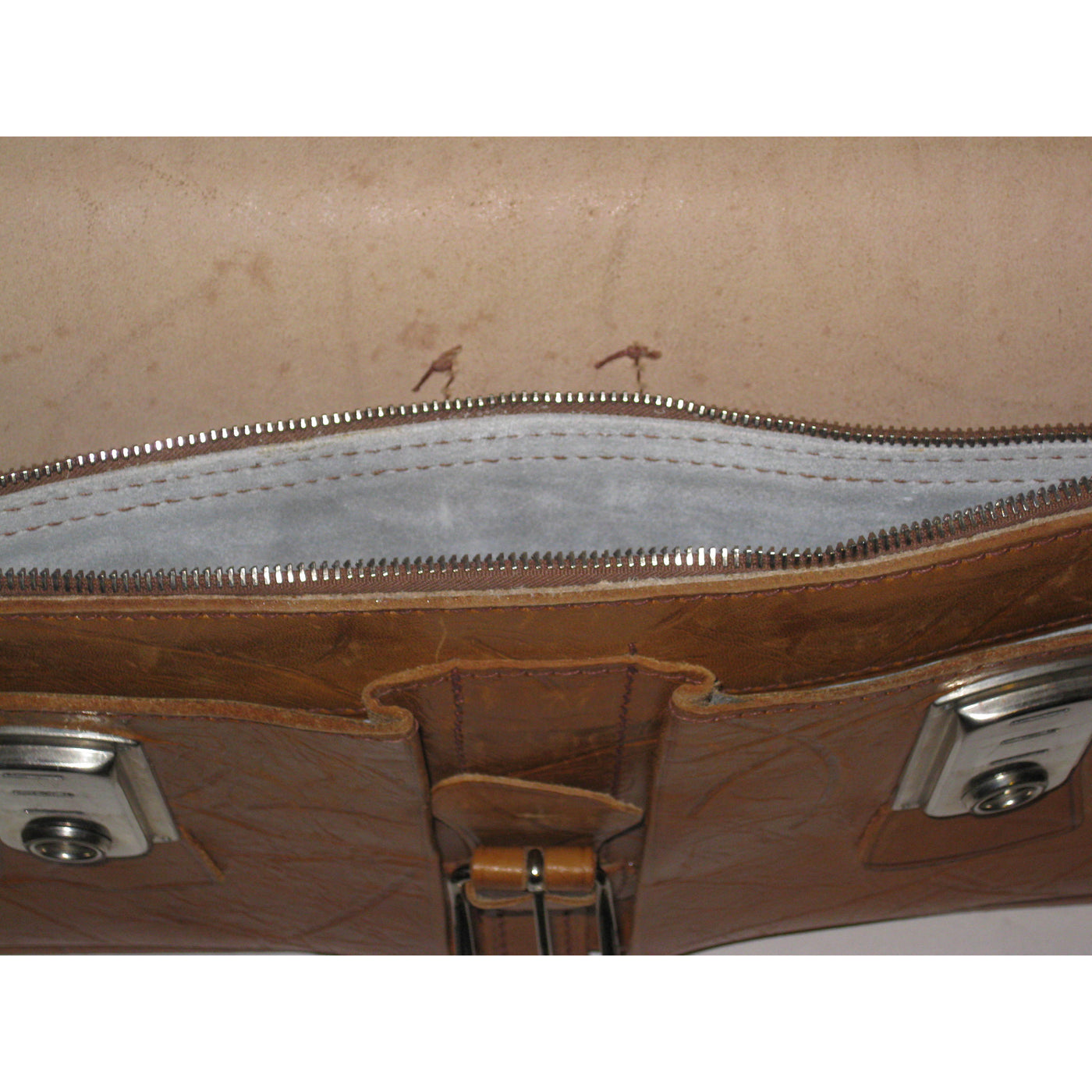 Vintage Brown Textured Leather Attache Briefcase