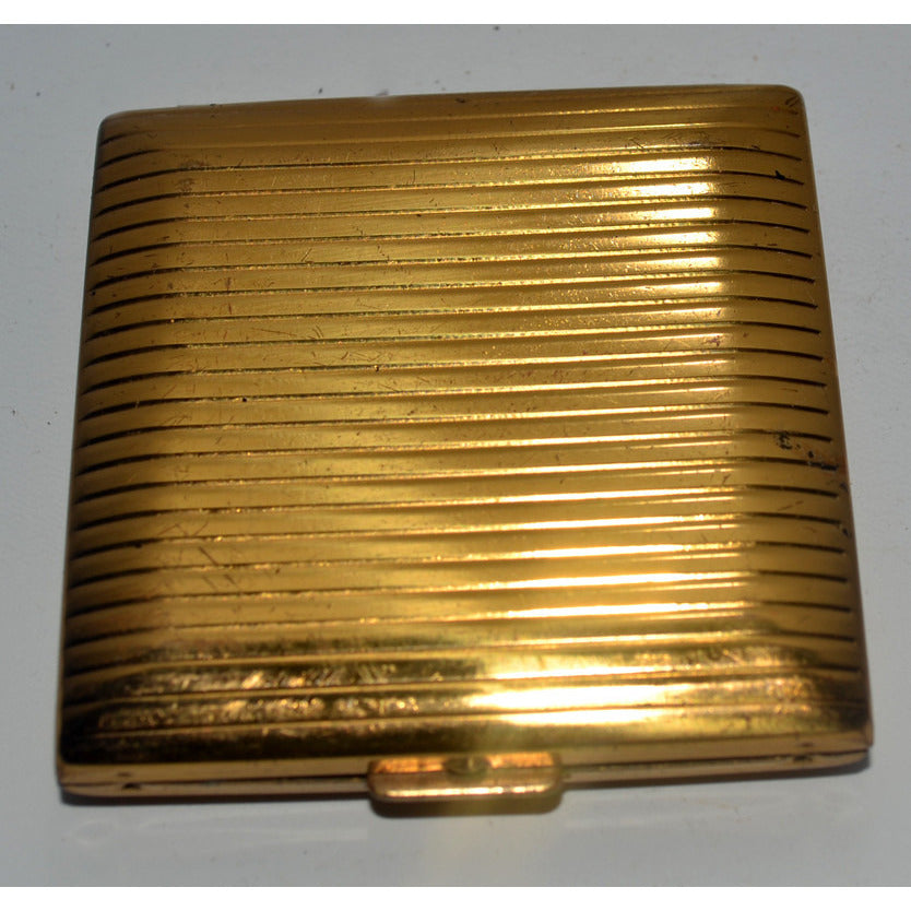 Vintage Goldtone Ribbed Compact